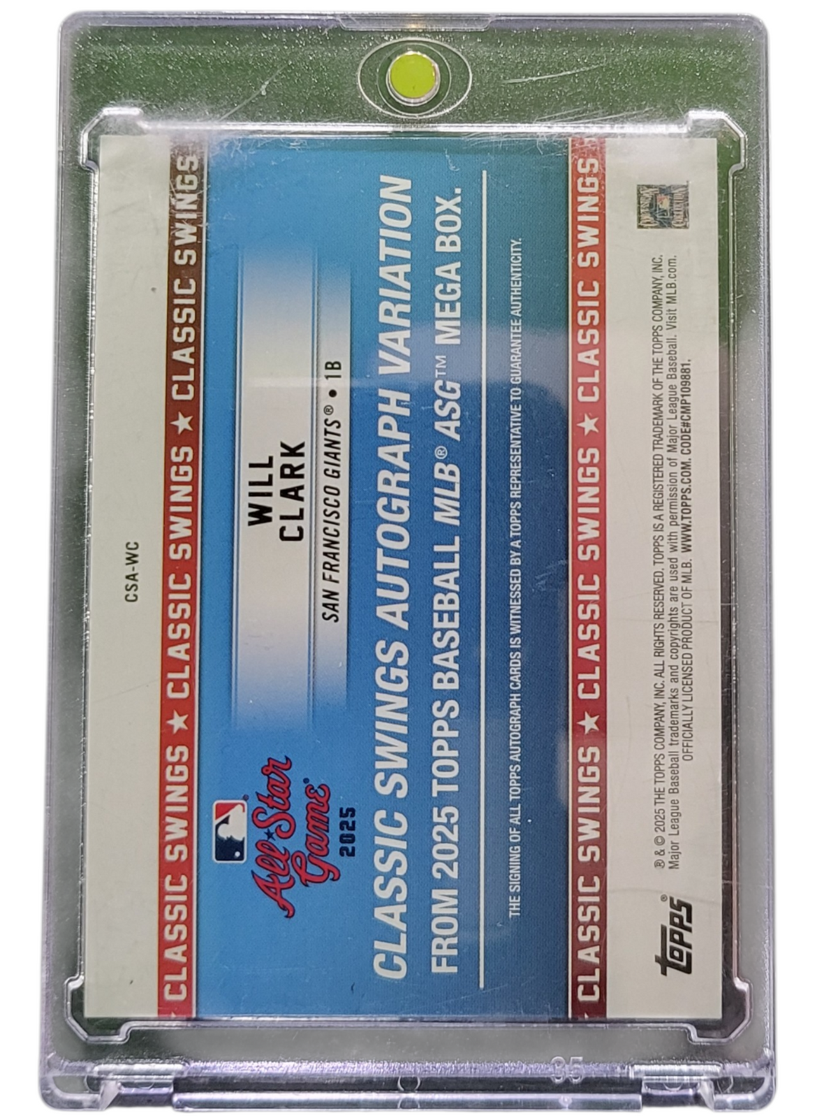 2025 Topps Baseball MLB Asg Mega Box Classic Swings Variation Will Clark #Csa-Wc