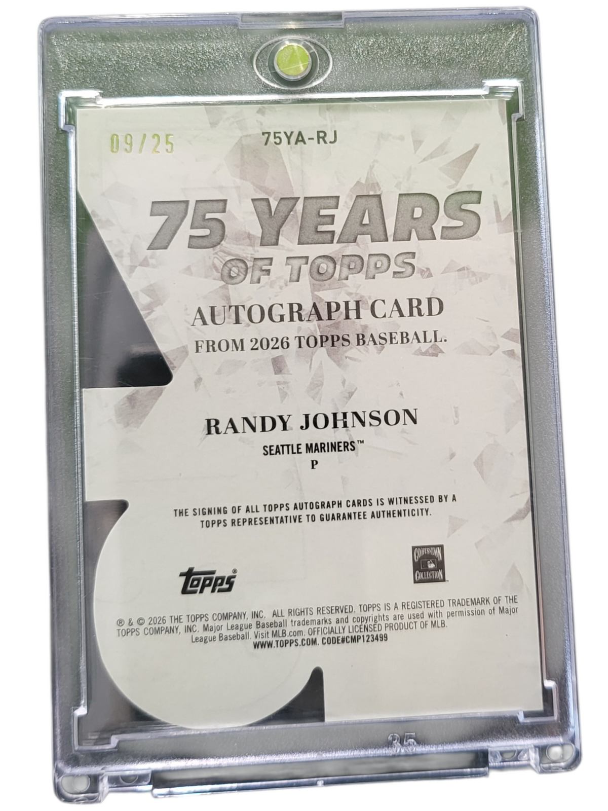 2026 Topps 75 Years Of Topps Autographs Randy Johnson #75Ya-Rj 09/25