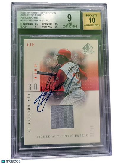 2001 Sp Game Used Edition Authentic Fabric Autographs Ken Griffey Jr. #Skg BGS 9 Auto 10