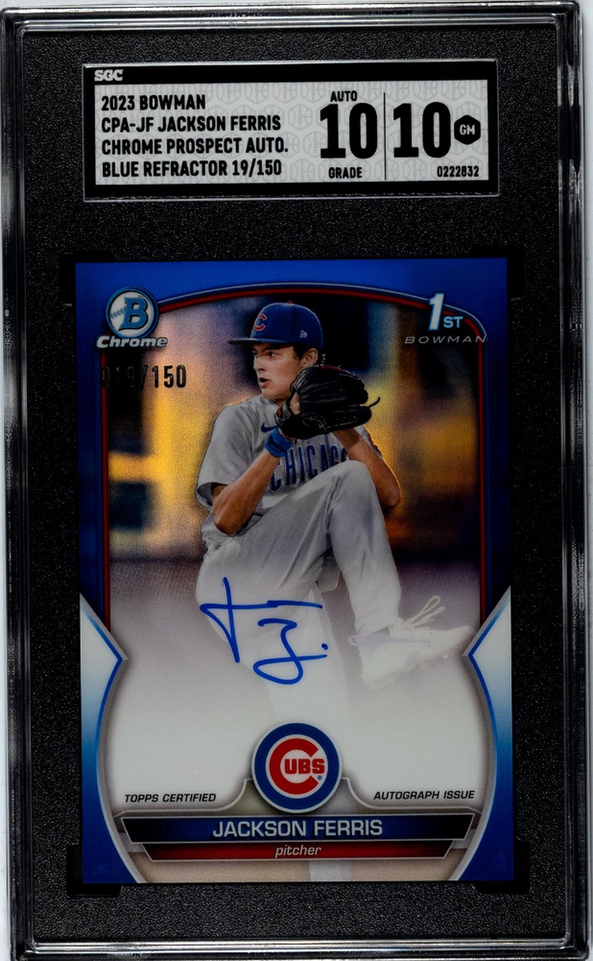 2023 Bowman Chrome Blue Refractor Jackson Ferris #Cpa-Jf Auto/150 Sgc 10 Auto 10