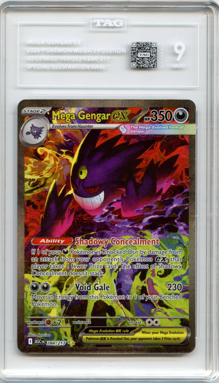 MEGA GENGAR EX 2026 POKEMON MEGA EVOLUTION SIR ASCENDED HEROES #284/217 TAG 9