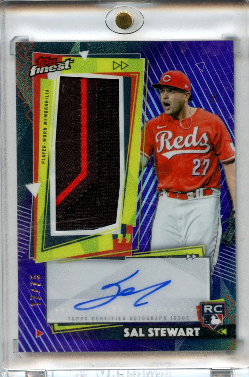 Sal Stewart 2026 Topps Finest Purple Rookie Relic Autograph 17/75 #RPA-SS