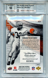 Jim Brown 2008 Upper Deck Icons Immortal Letterman Patch Auto 4/12 #JB26 BGS 9