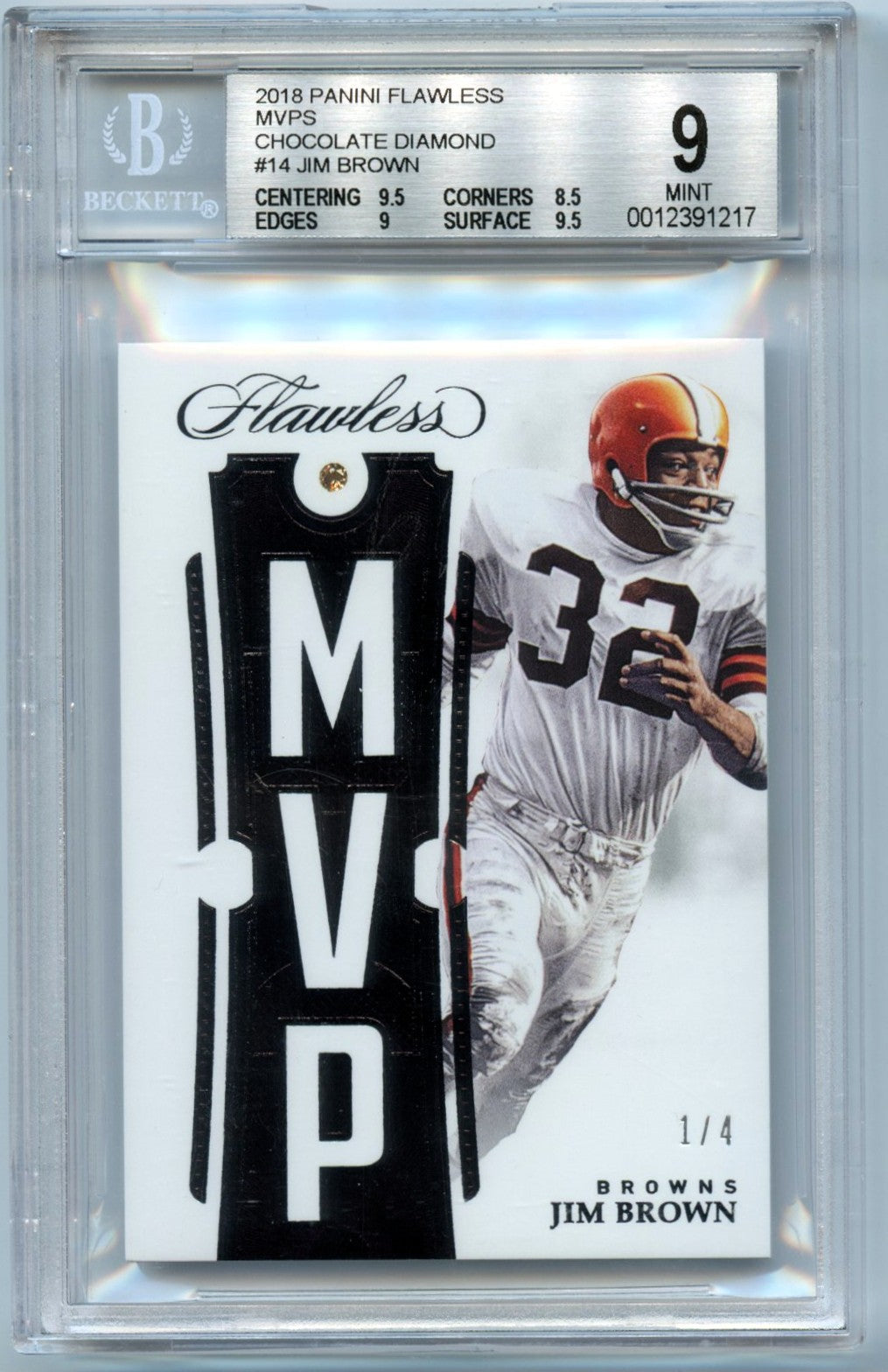 Jim Brown 2018 Panini Flawless MVPS Chocolate Diamond 1/4 #MVP-14 BGS 9