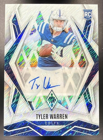 2025 Panini Phoenix Tyler Warren #185 Rookies Auto White Shimmer Prizm 1/1 Rc