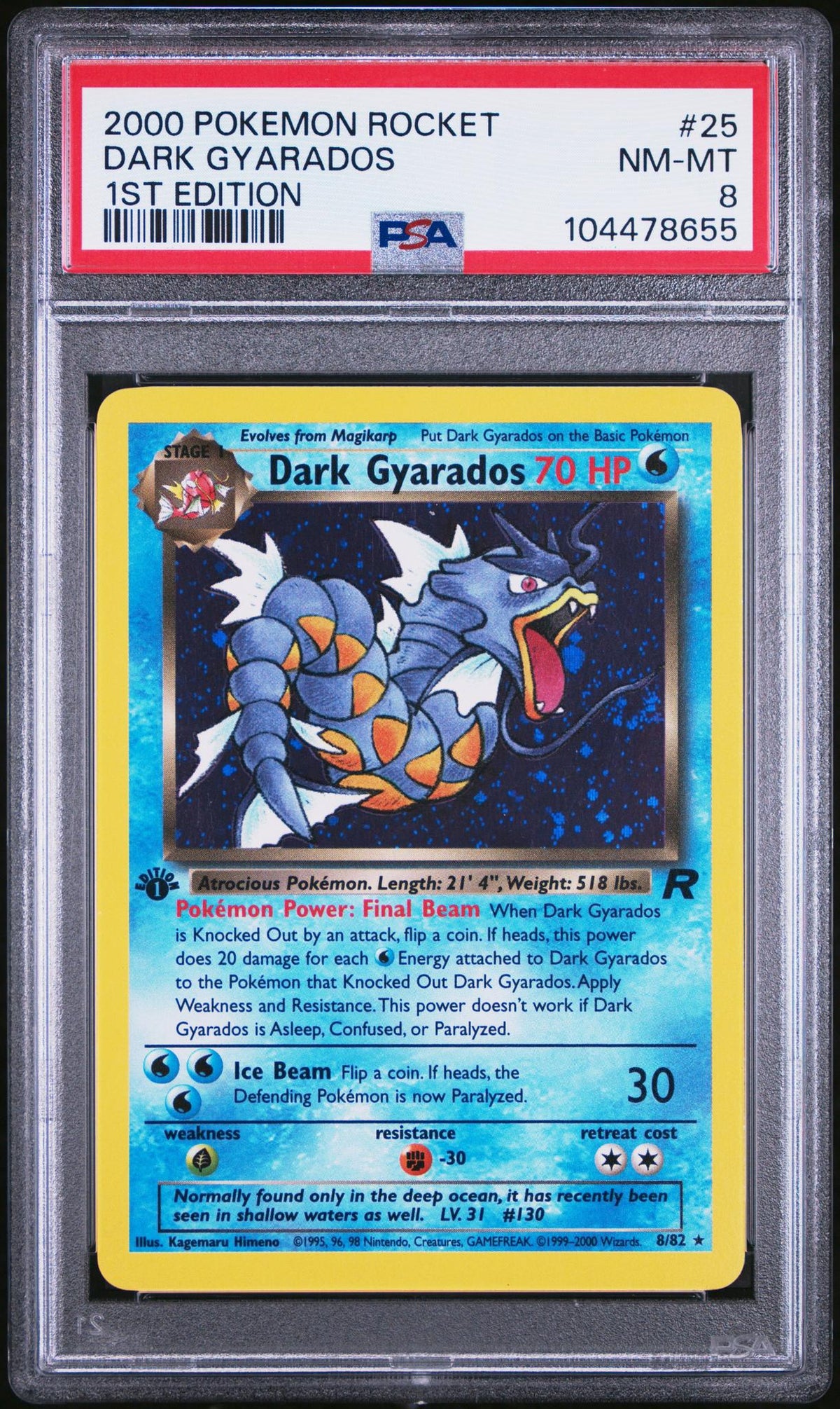 2000 Team Rocket - 1St Edition English Dark Gyarados #25 PSA 8