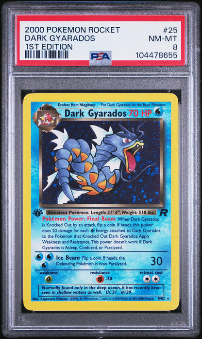 2000 Team Rocket - 1St Edition English Dark Gyarados #25 PSA 8
