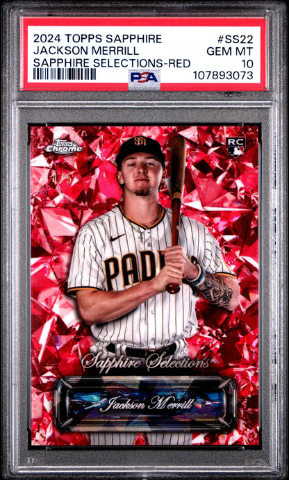 2024 Topps Chrome Sapphire Sapphire Selections Update-Red Jackson Merrill #Ss22 PSA 10