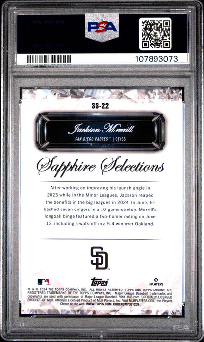 2024 Topps Chrome Sapphire Sapphire Selections Update-Red Jackson Merrill #Ss22 PSA 10