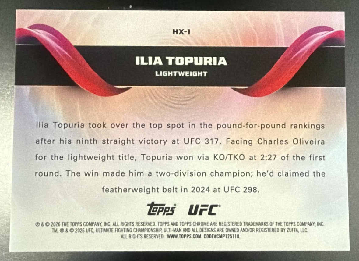 2026 Topps Chrome Hx-1 Ilia Topuria Helix Ssp