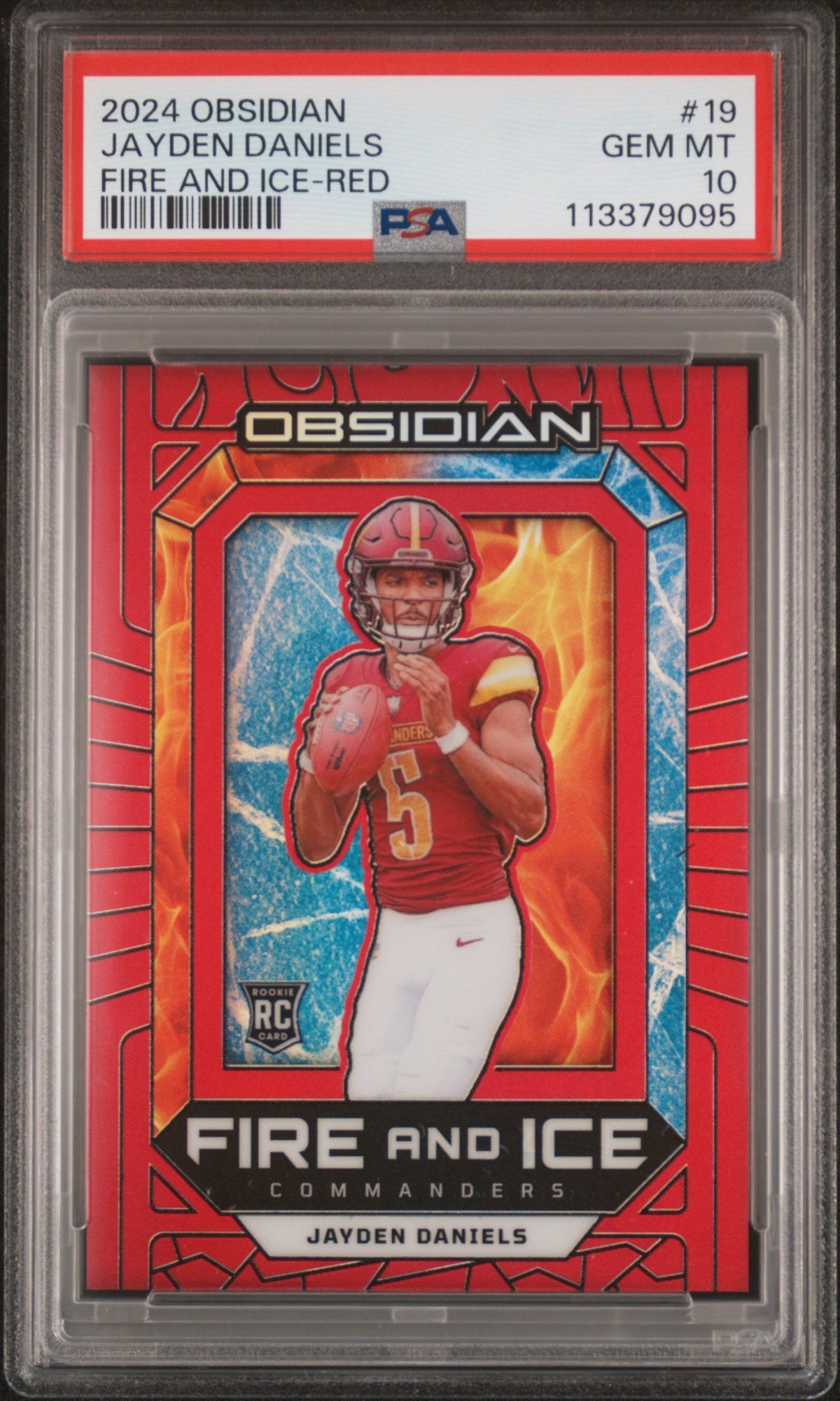 2024 Obsidian Fire And Ice Red Jayden Daniels #19 /75 PSA 10