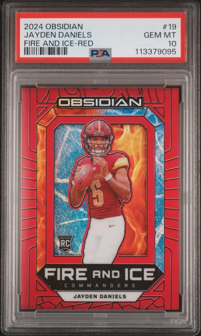 2024 Obsidian Fire And Ice Red Jayden Daniels #19 /75 PSA 10