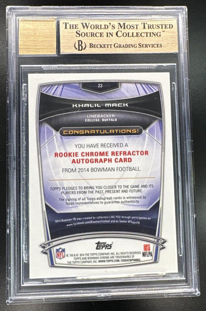 2014 Bowman Chrome #23 Khalil Mack Rookie Rc Orange Refractor Auto /50 BGS 9.5