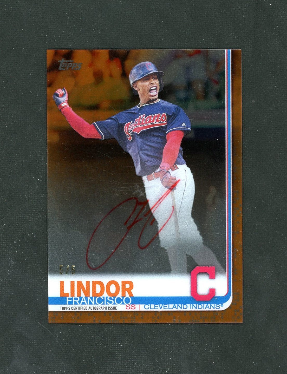 2019 Topps #Caa-Fl Francisco Lindor Auto /5 Red Ink
