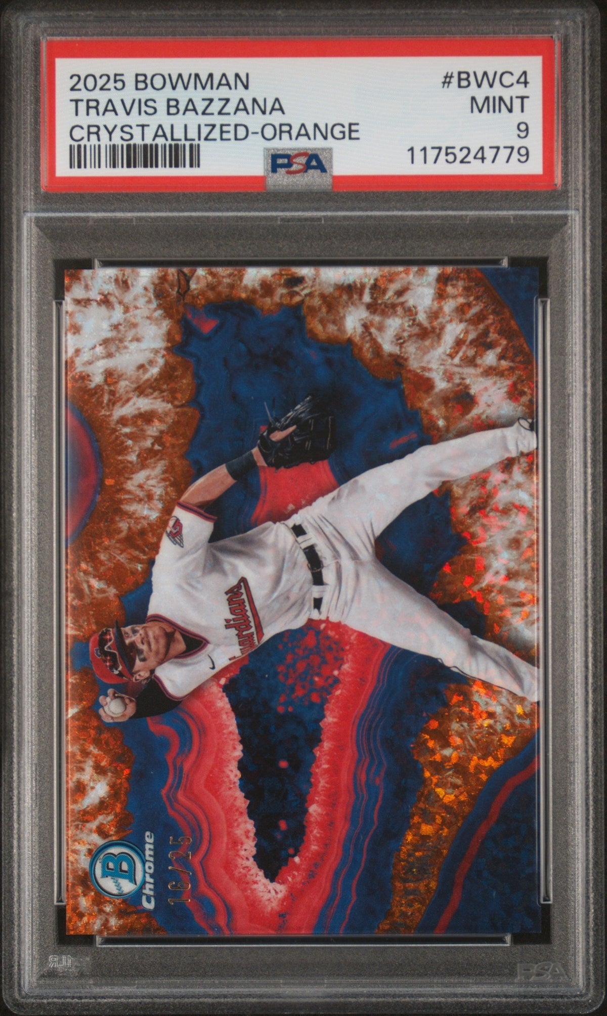 2025 Bowman #Bwc4 Travis Bazzana Crystallized-Orange PSA 9