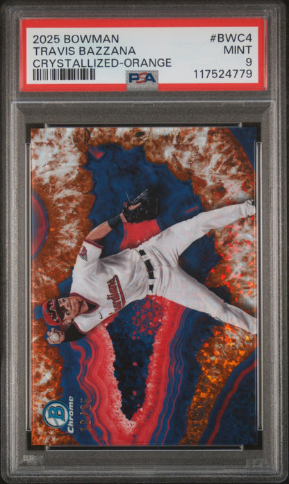 2025 Bowman #Bwc4 Travis Bazzana Crystallized-Orange PSA 9