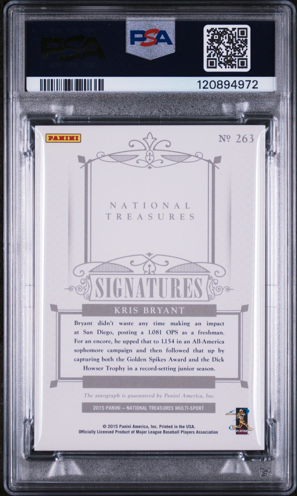 2015 National Treasures #263 Kris Bryant Signatures /99 PSA 10 120894972