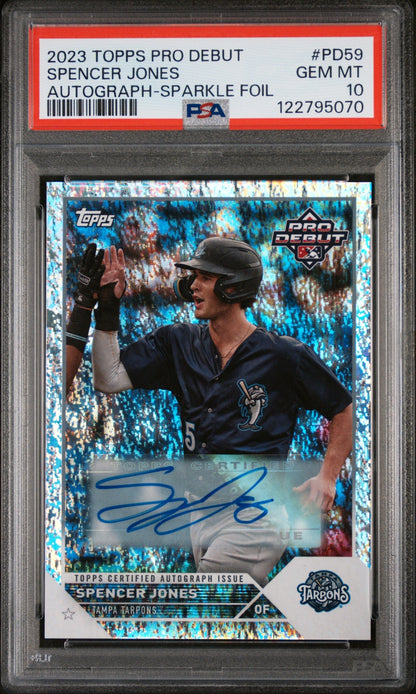 2023 Topps Pro Debut Autograph-Sparkle Foil Spencer Jones #Pd59 /199 PSA 10