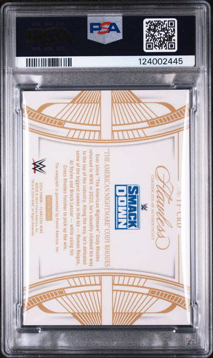 2024 Panini Flawless Wwe Flawless Finishing Moves Autographs The American Nightmare Cody Rhodes #Ffcrd /15 PSA 9