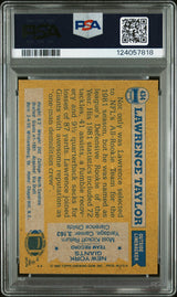 Graded 1982 Topps Lawrence Taylor #434 Rookie RC Signed Football Card PSA 8 Card - Auto Grade Authentic