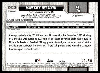 2026 Topps Series 2 #503 Munetaka Murakami Rookie Rc True Gold Refractor /50