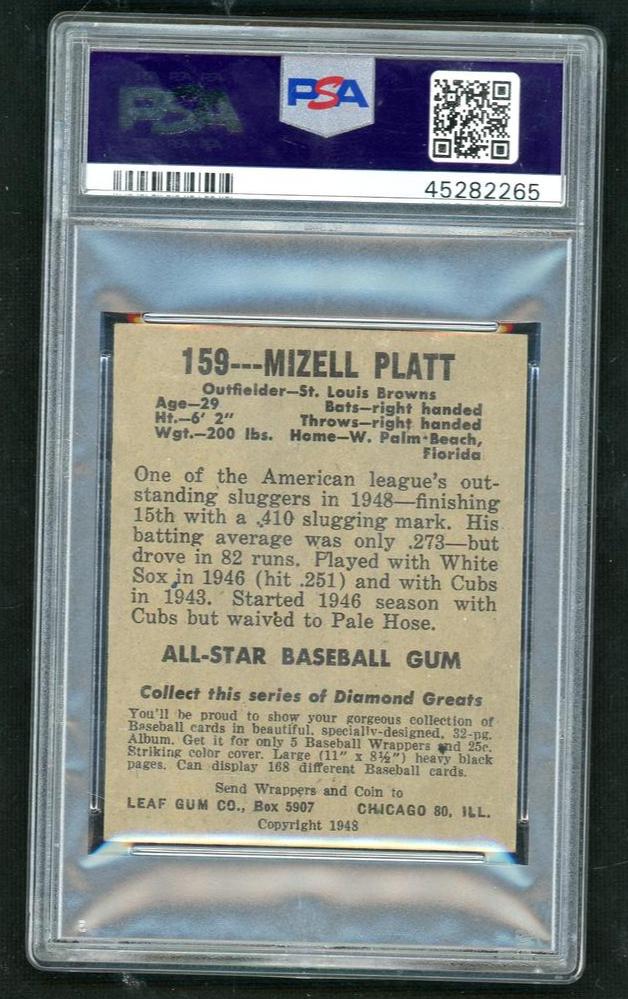 1949 Leaf/Donruss Mizell Platt #159 PSA 6
