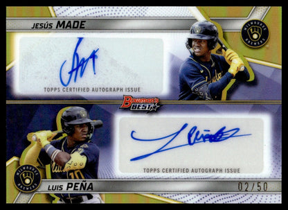 2025 Bowman's Best Jesús Made/Luis Peña Rookie Rc Dual Auto Gold /50