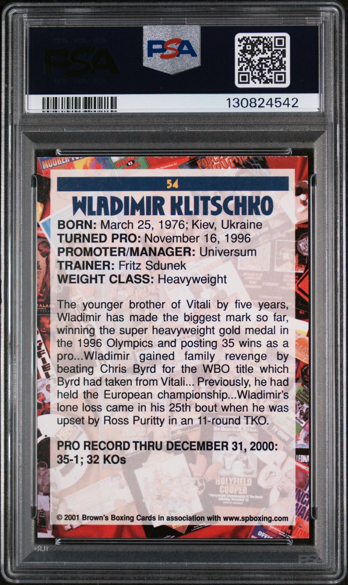 2001 Brown's Boxing Wladimir Klitschko #54 PSA 9