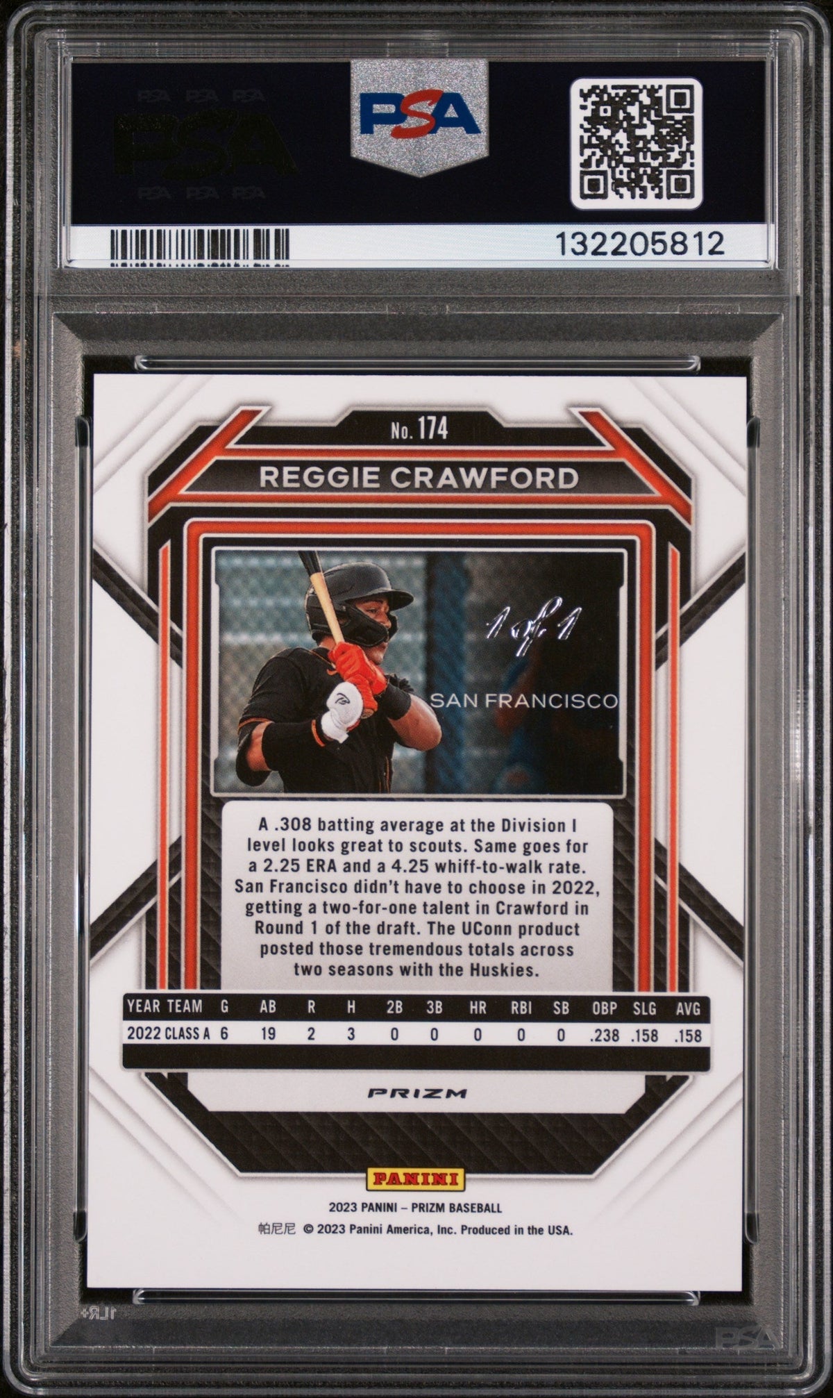 2023 Panini Prizm Gold Vinyl Prizm Reggie Crawford #174 1/1 PSA 10