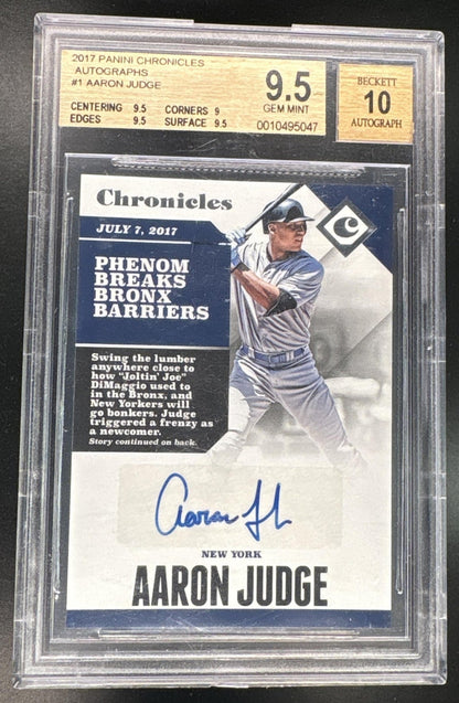 2017 Chronicles Aaron Judge Rookie Rc Auto BGS 9.5 Auto 10