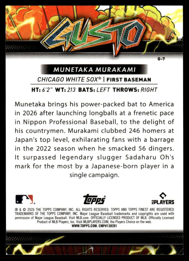 2026 Topps Finest Munetaka Murakami Rookie Rc Gusto Ssp