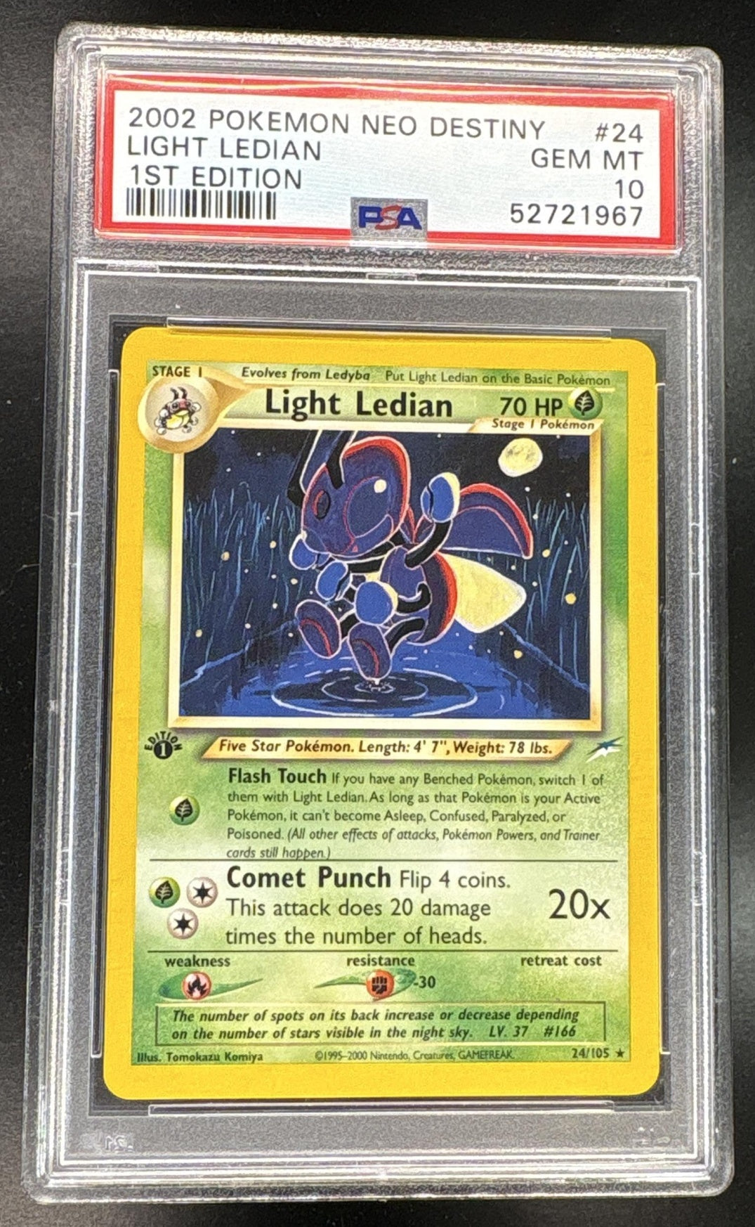 2002 Pokemon Neo Destiny 1st Edition Light Ledian #24 PSA 10