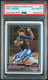Graded 2023 Panini Stars & Stripes USA Paul Skenes #87 Rookie RC Baseball Card PSA Authentic Auto