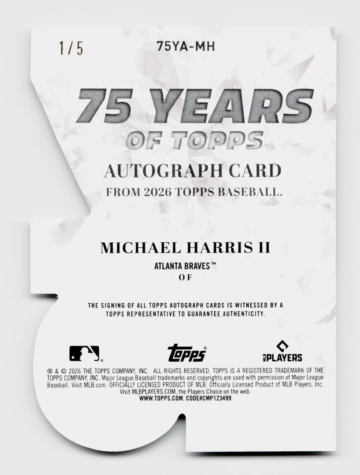 2026 Topps Michael Harris Ii 75 Years Auto Red Die-Cut Ssp /5