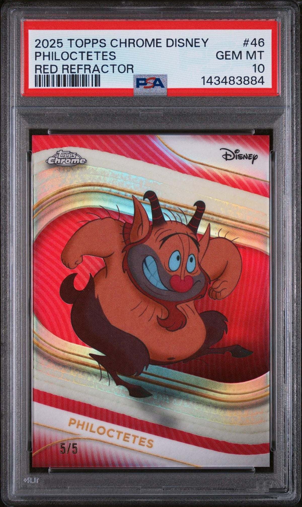 2025 Topps Chrome Disney Red Refractor Philoctetes #46 5/5 PSA 10