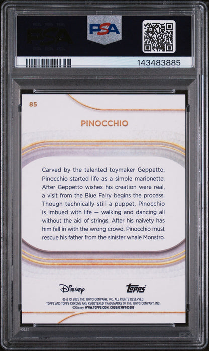 2025 Topps Chrome Disney Image Variation-Speckle Pinocchio #85 /265 PSA 10