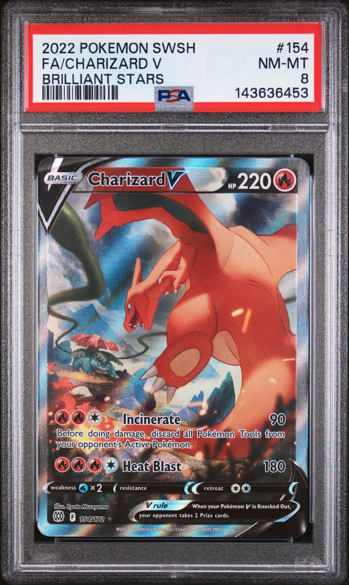 2022 Pokemon Sword And Shield Brilliant Stars Charizard V #154 PSA 8