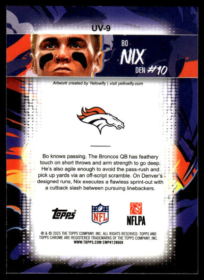2025 Topps #Uv-9 Bo Nix Ultra Violet Ssp