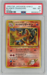 1999 Pokemon Gym Expansion 2 Challenge From the Darkness Japanese Holo Blaine's Charizard #006 PSA 8