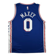 Autographed/Signed Tyrese Maxey Philadelphia 76ers Sixers Blue Authentic Basketball Jersey Fanatics COA