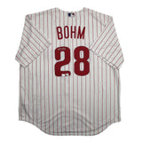 Autographed/Signed Alec Bohm Philadelphia Phillies Pinstripe Authentic Baseball Jersey Fanatics & MLB COA