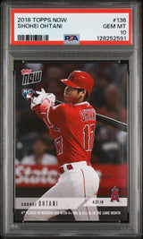 Graded 2018 Topps Now Shohei Ohtani #136 4+ HRs & 25+ Ks In The Same Month Rookie RC Baseball Card PSA 10 Gem Mint