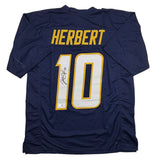 Autographed/Signed Justin Herbert Los Angeles San Diego Navy Blue Football Jersey Beckett BAS COA