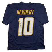 Autographed/Signed Justin Herbert Los Angeles San Diego Navy Blue Football Jersey Beckett BAS COA