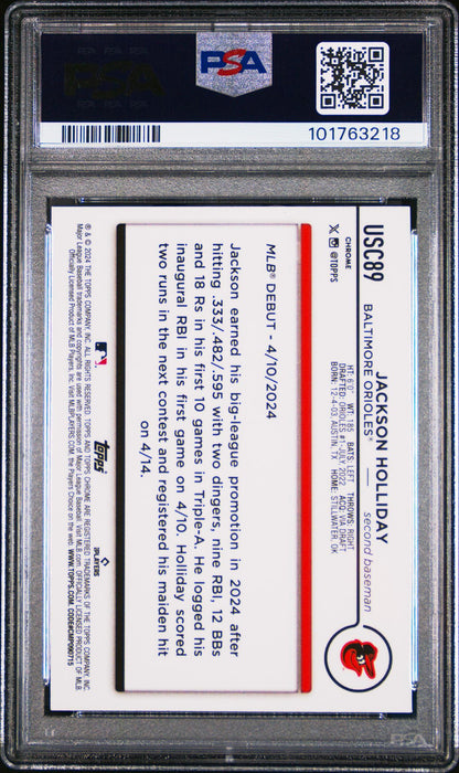 2024 Topps Chrome Update Aqua/Blue Lava Lamp Jackson Holliday #Usc89 /175 PSA 10