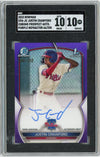 Graded 2023 Bowman Justin Crawford #CPAJC /250 Chrome Prospect Auto Purple Refractor Rookie RC Baseball Card SGC 10 Auto 10