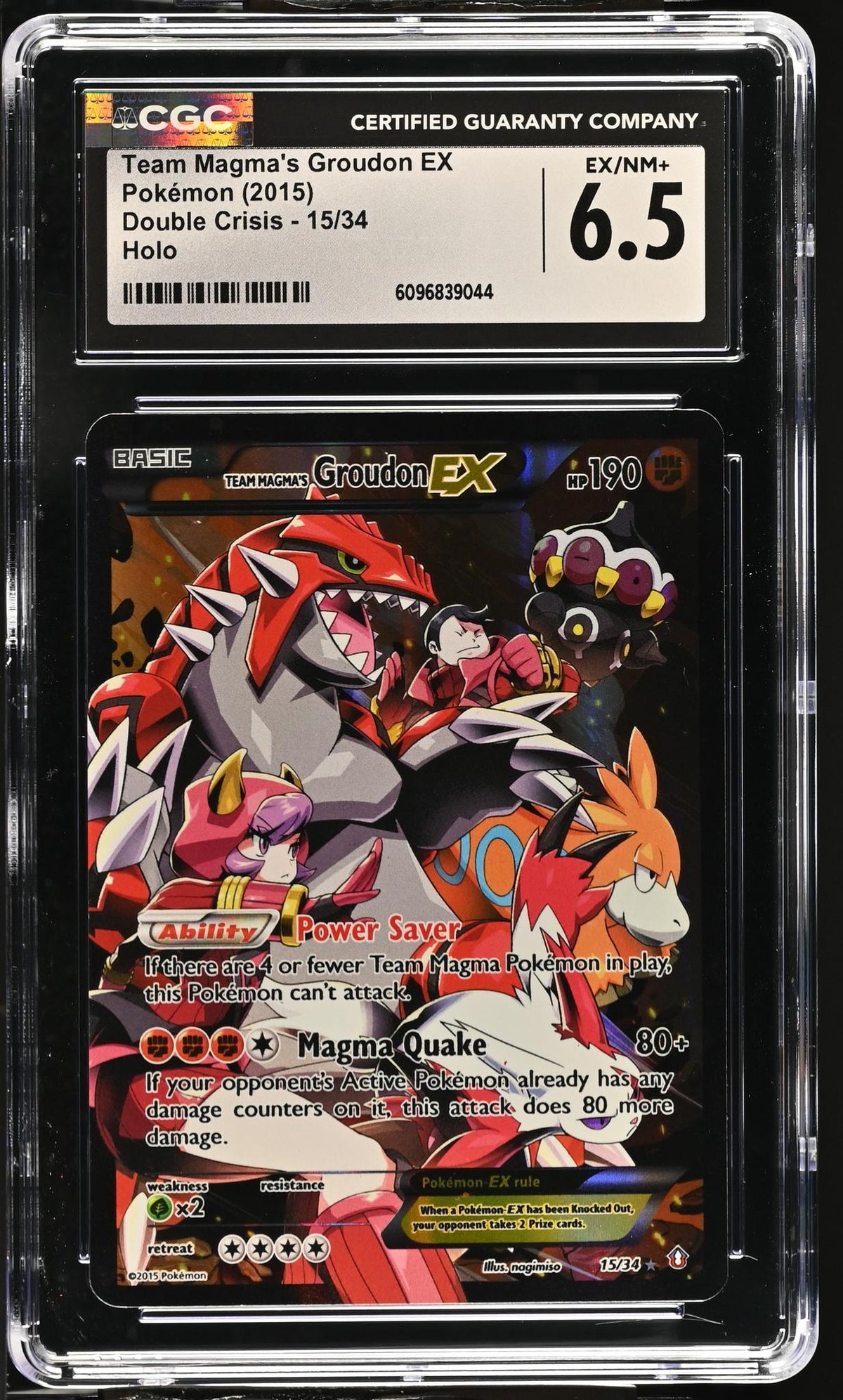2015 Pokemon #15/34 Groudon Ex Double Crisis CGC 6.5