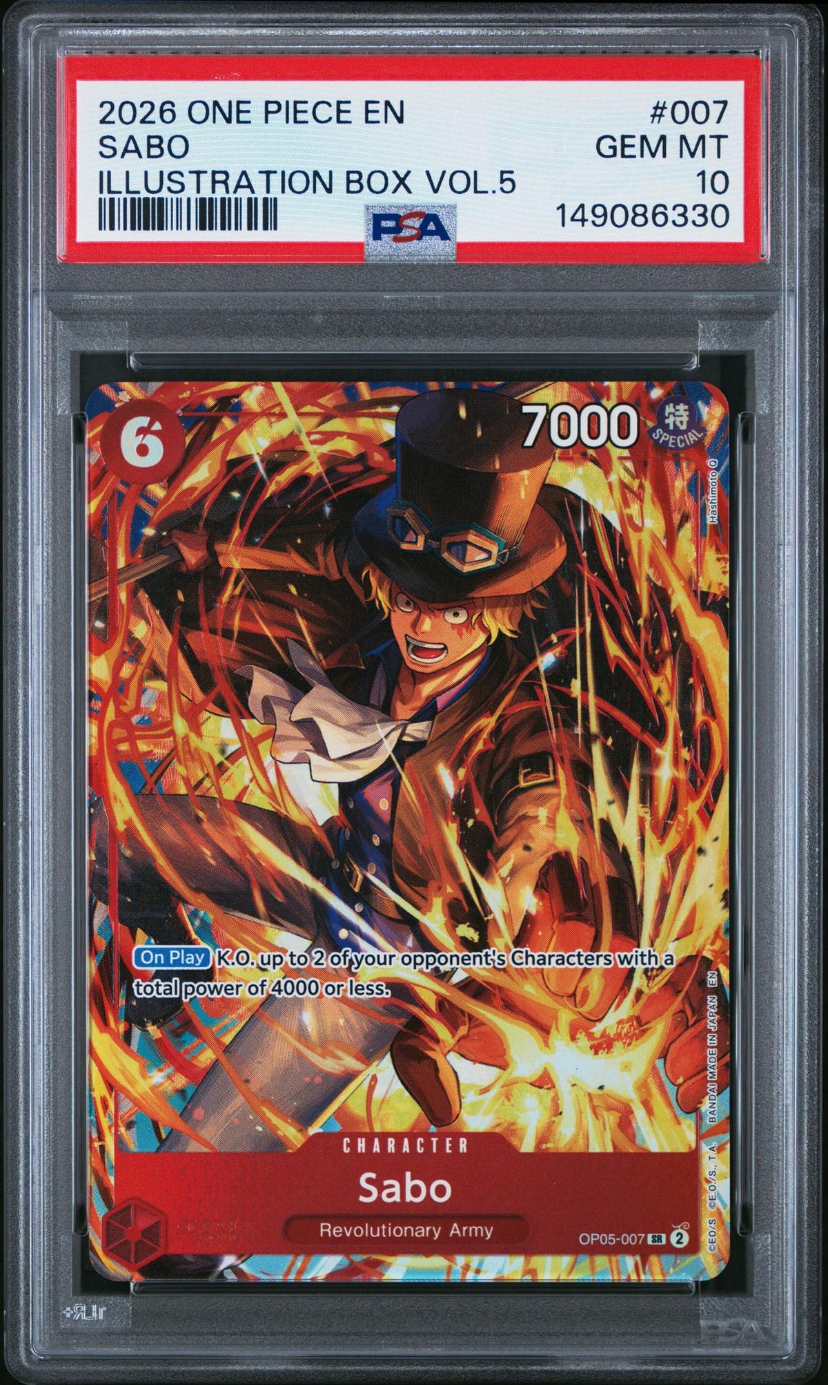 2026 One Piece Promo Illustration Box Volume 5 Sabo #Op05007 PSA 10