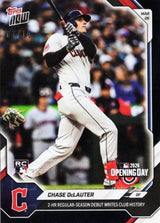 2026 Topps Now Chase DeLauter #12 Black Foil /10 2 Home Run Regular Season Debut Writes Club History Cleveland Guardians Rookie RC Baseball Card