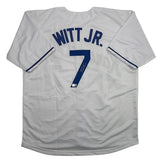 Autographed/Signed Bobby Witt Jr. Kansas City White Baseball Jersey Beckett BAS COA
